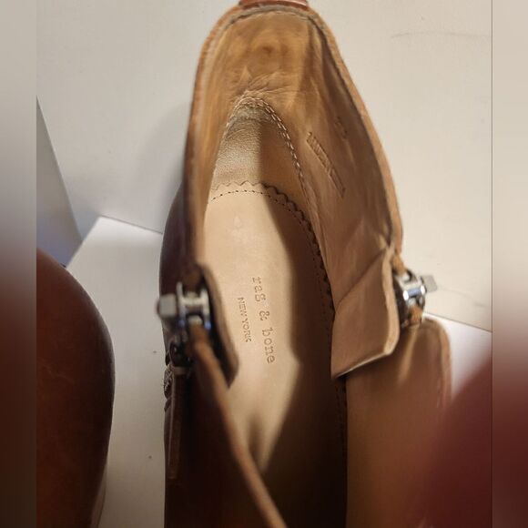 Rag & Bone "Margot" Tan 100% Leather Zip Sides Ankle Boots sz.7.5/37.5 Ret.$425 - Picture 4 of 10